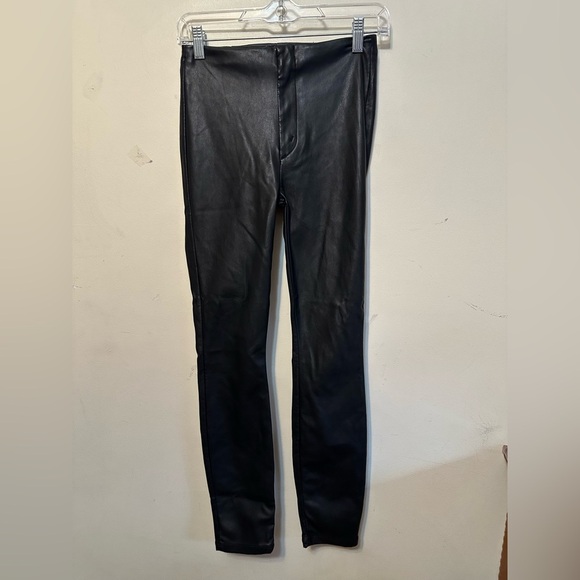 Mother Mid Waist‎ Seamless Looker in Black Faux Leather Skinny Pants Size 24 - Picture 1 of 7